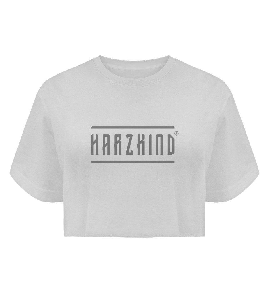 HARZKIND Damen Boyfriend Shirt Logo grau - Boyfriend Organic Crop Top - HARZKIND - Der Shop