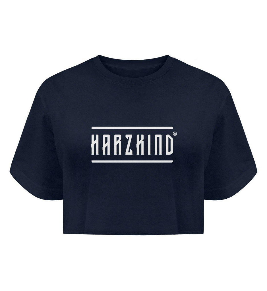 HARZKIND Damen Boyfriend Shirt Logo weiß - Boyfriend Organic Crop Top - HARZKIND - Der Shop
