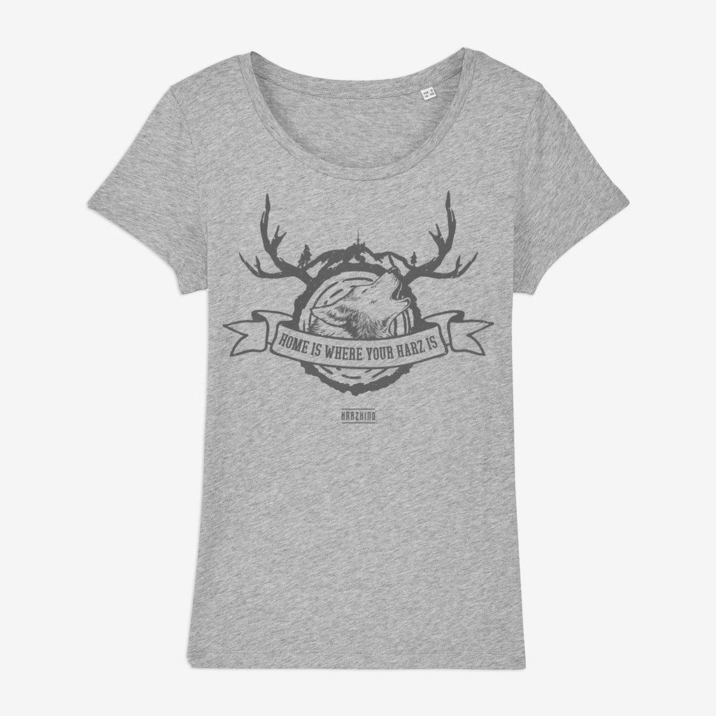HARZKIND T-Shirt Damen Wolf Crest 2.0 - grau meliert - HARZKIND - Der Shop