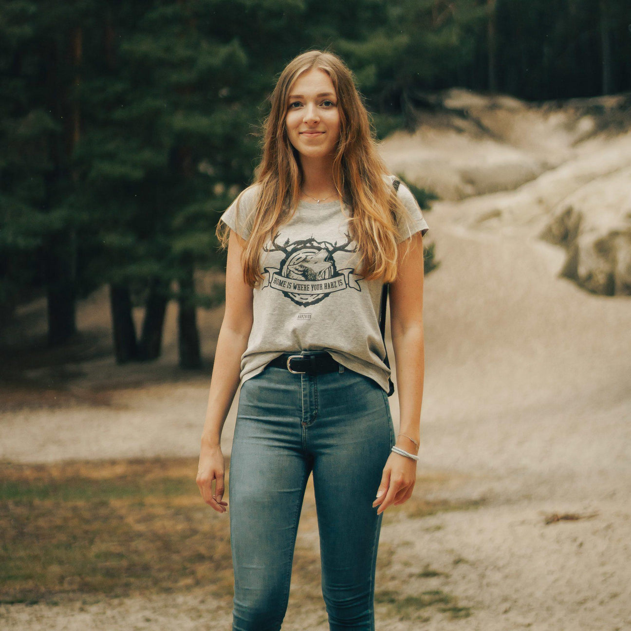 HARZKIND T-Shirt Damen Wolf Crest 2.0 - grau meliert - HARZKIND - Der Shop