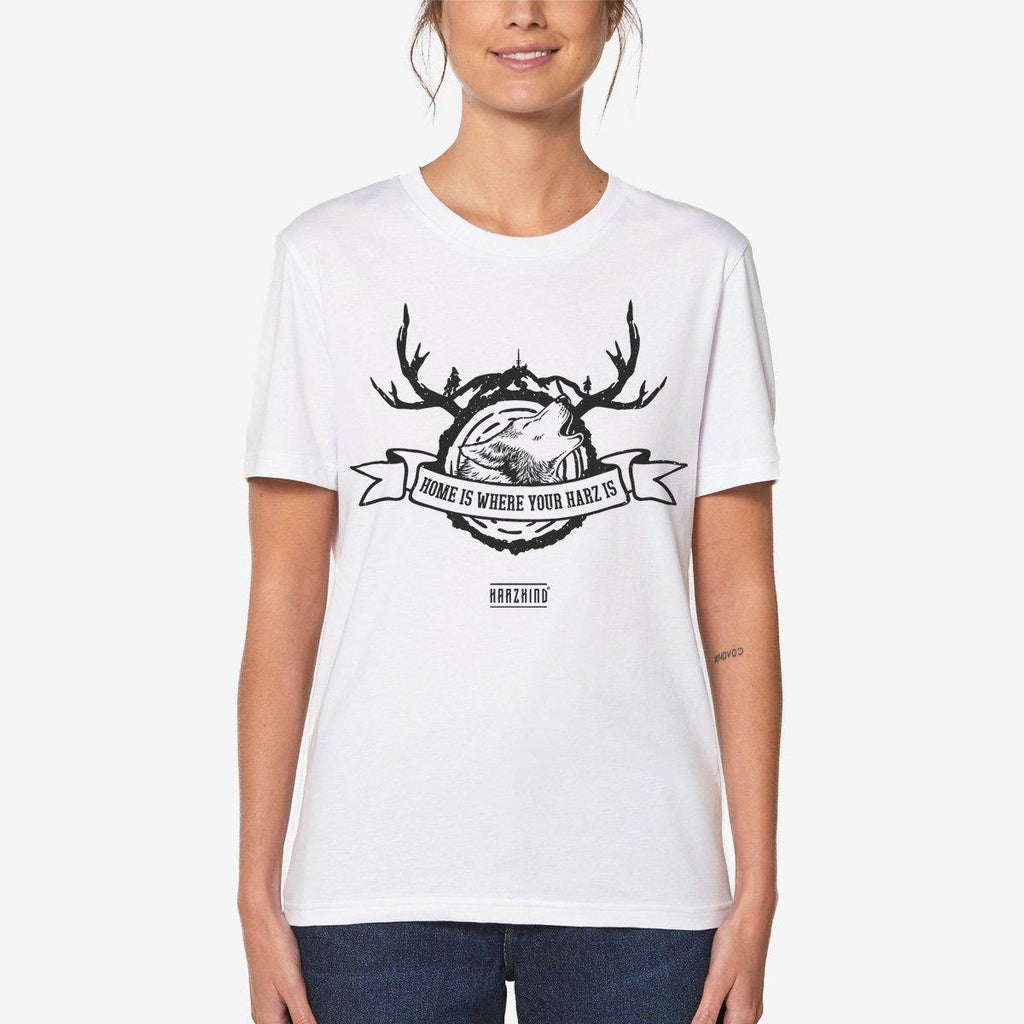 HARZKIND T-Shirt Wolf Crest 2.0 weiß Unisex - nicht tailliert - HARZKIND - Der Shop